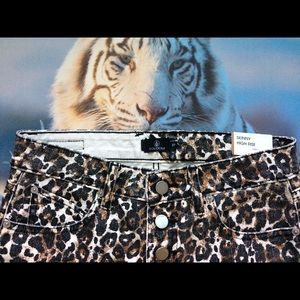 Volcom leopard jeans skinny , hi-rise button front